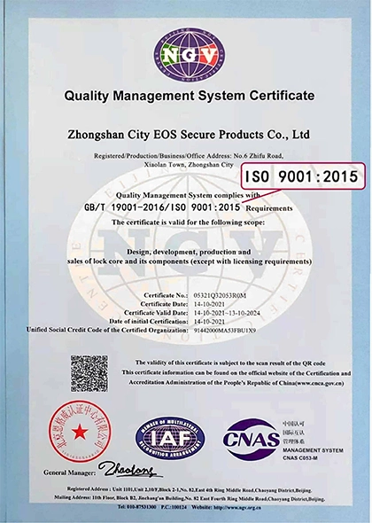 ISO 9001 certificate