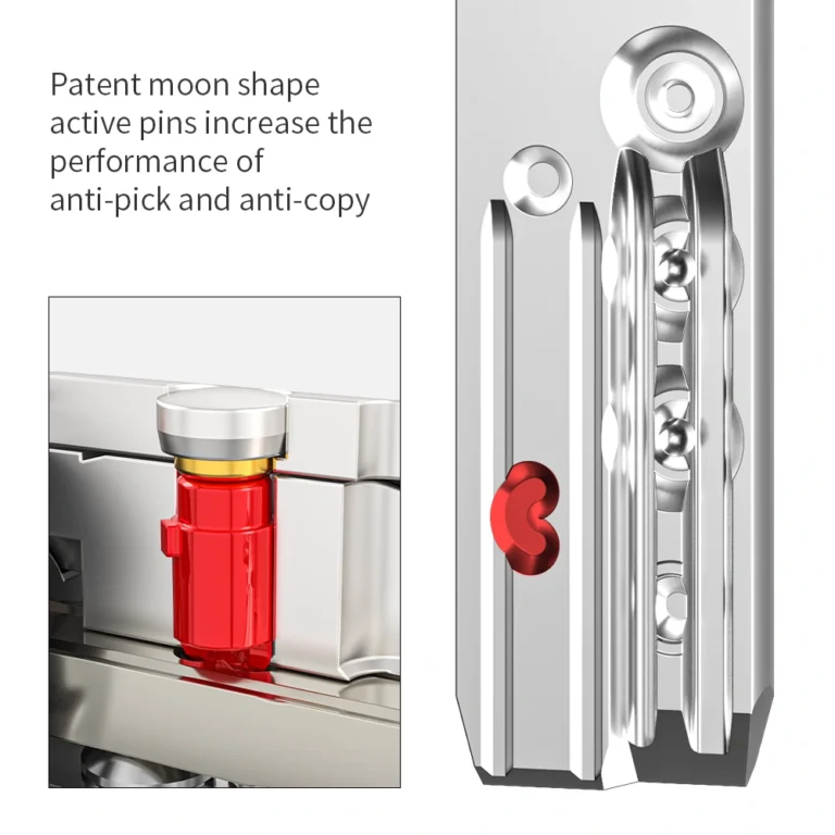 MOON SHAPE ACTIVE PINS AND PATENTED FLOATING ROLLER TELESCOPIC PIN LOCK CYLINDER gallery image 5