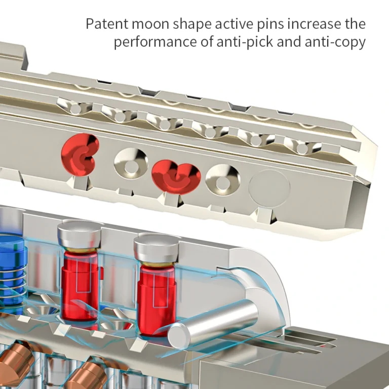 Active Pin and Magnet Passive Pin Lock Cylinder with Patent Moon Shape Passive Pins and Angle Anti-Pick Side Pins gallery image 2