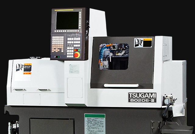 TSUGAMI CNC Swiss-type machine producing high-precision lock cylinder components